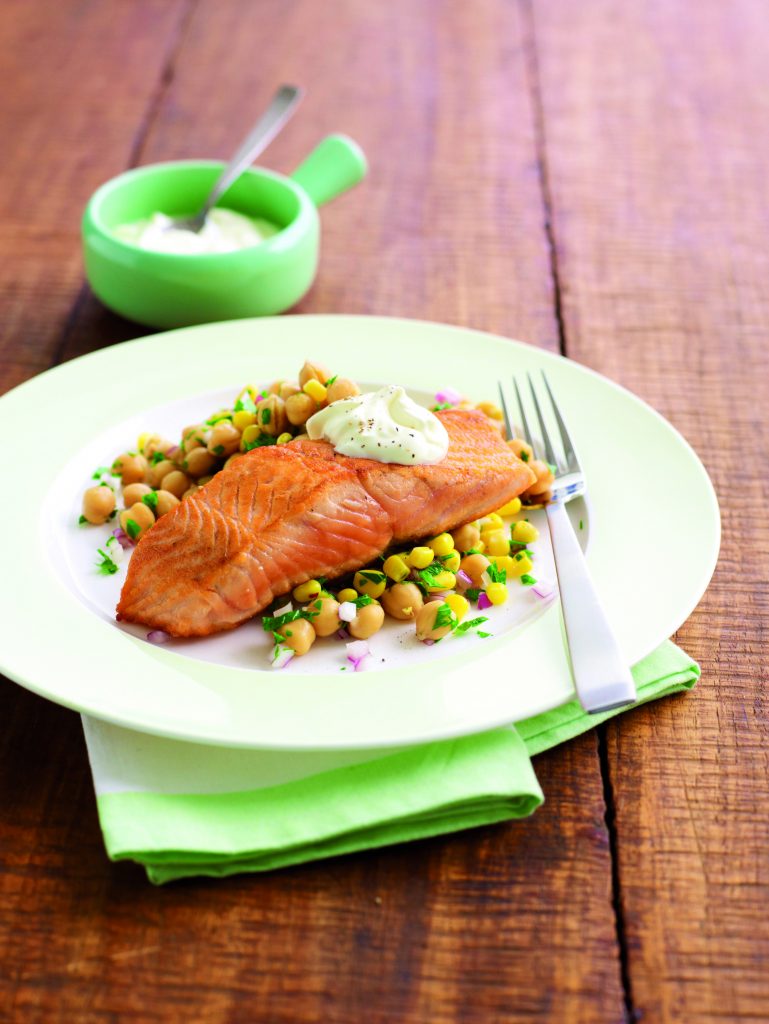 Pan-fried salmon with chickpea salad Pan-fried salmon with chickpea salad