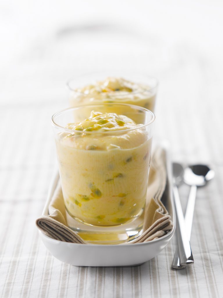 Passionfruit and peach fool Passionfruit and peach fool