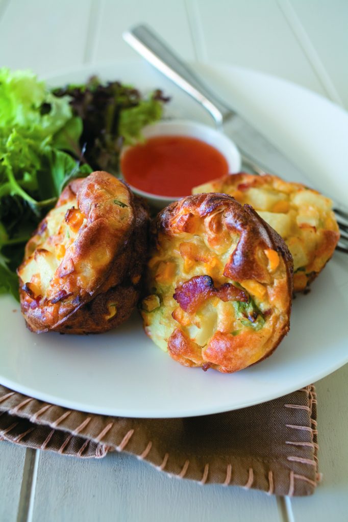 Patty pan frittata with bacon and corn Patty pan frittata with bacon and corn