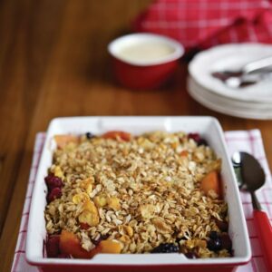 Peach melba crumble