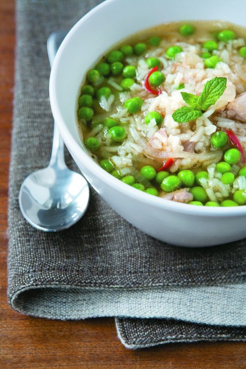 Poached chicken with chilli, lemon and mint