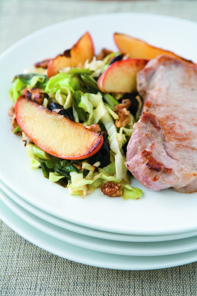 Pork steaks with apple and walnut slaw Pork steaks with apple and walnut slaw