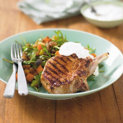 Pork with spiced lentils