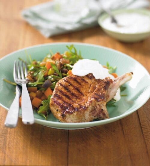 Pork with spiced lentils