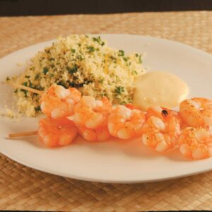 Prawn kebabs with lemon parsley couscous