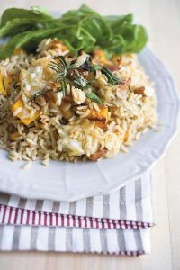 Pumpkin and blue cheese brown rice pilaf