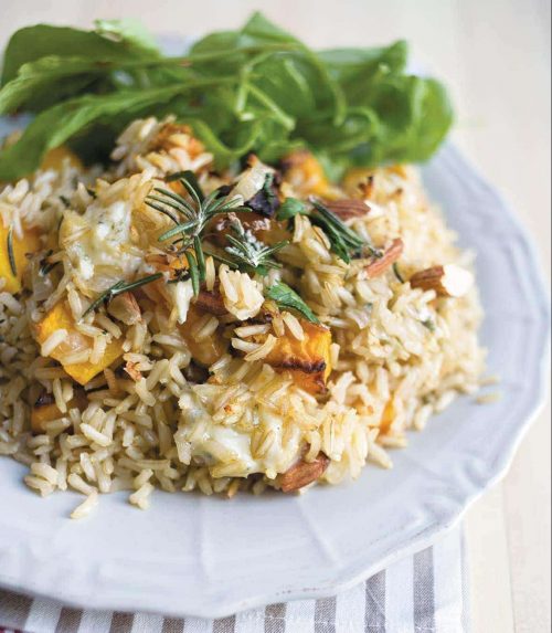 Pumpkin and blue cheese brown rice pilaf