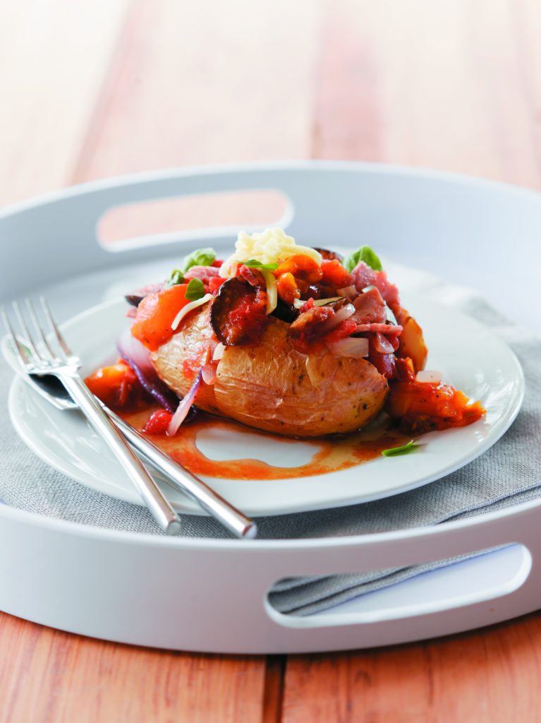 Ratatouille-topped jacket potato Ratatouille-topped jacket potato