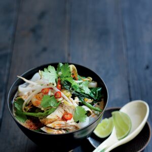 Red curry chicken noodle soup