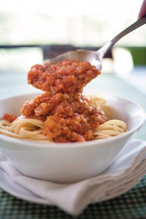 Red lentil bolognese