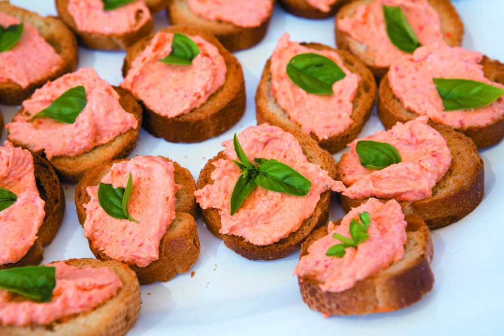 Roast capsicum and feta crostini Roast capsicum and feta crostini