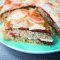 Roast capsicum, feta and couscous pie