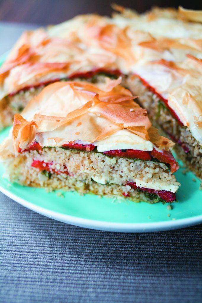 Roast capsicum, feta and couscous pie Roast capsicum, feta and couscous pie