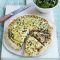 Roast capsicum, pea and courgette quiche
