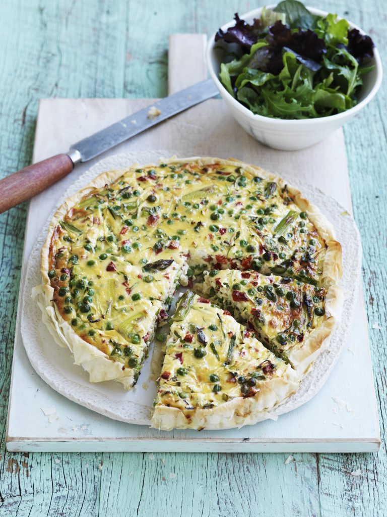 Roast capsicum, pea and courgette quiche Roast capsicum, pea and courgette quiche