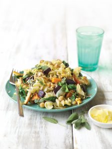 Roasted pumpkin and shallot pasta with sage