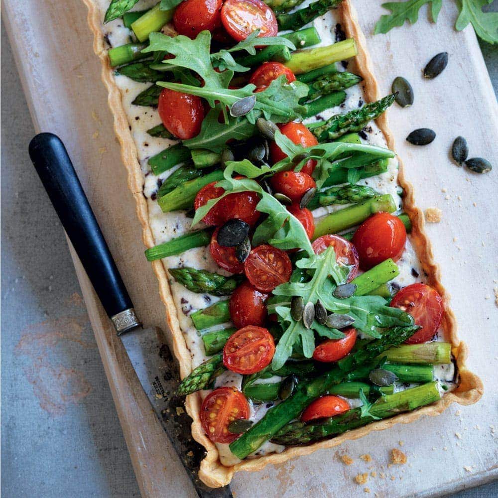 Roasted tomato, olive and asparagus tart Roasted tomato, olive and asparagus tart