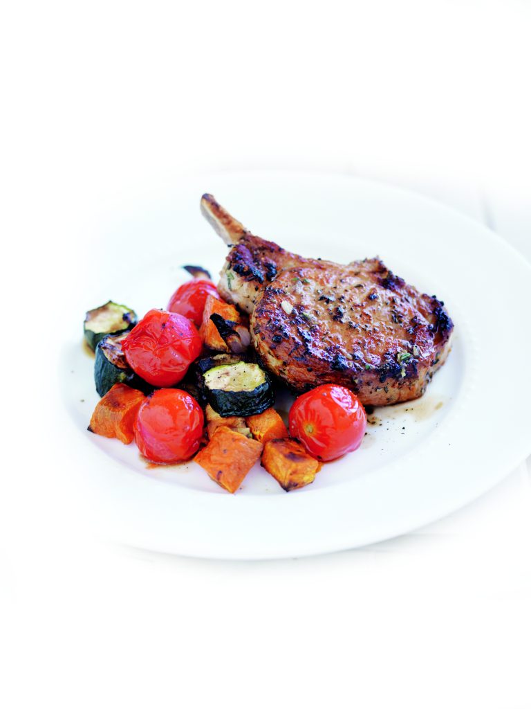 Rosemary pork with roasted veges Rosemary pork with roasted veges
