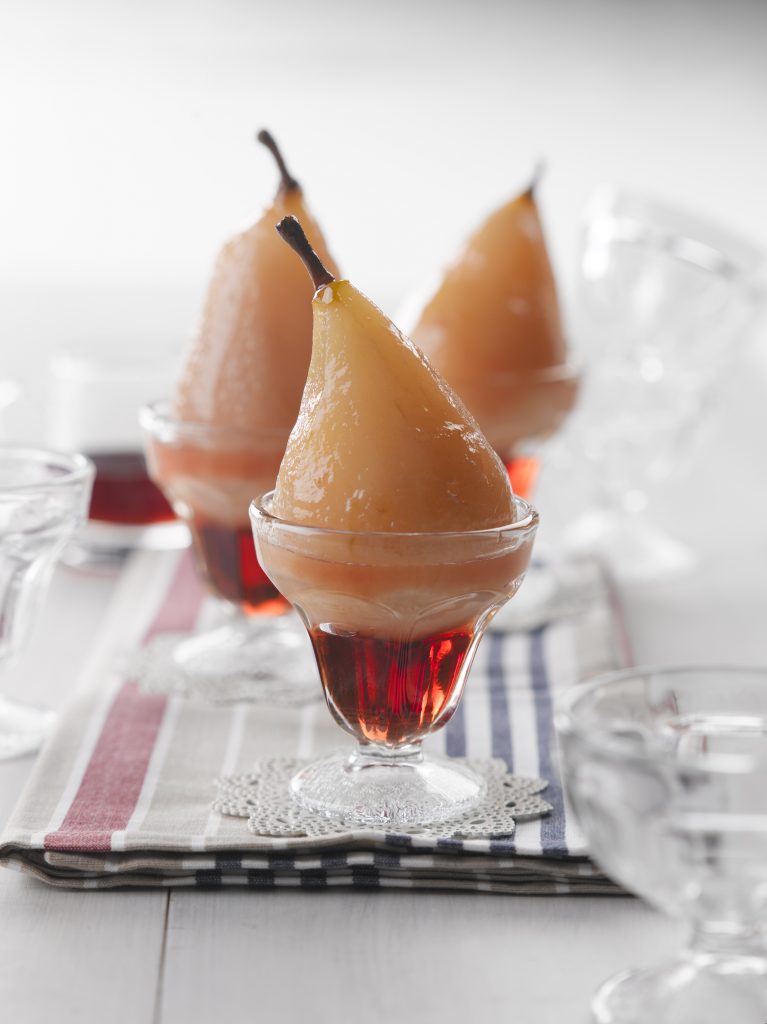 Ruby poached pears Ruby poached pears