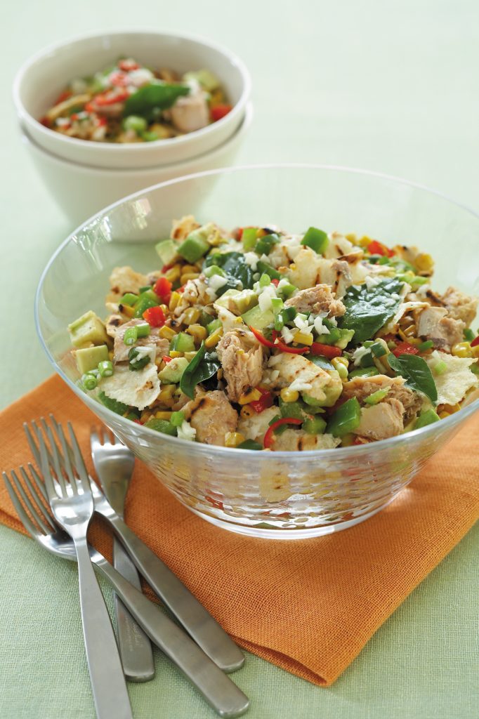 Salmon and avocado salad with chargrilled corn Salmon and avocado salad with chargrilled corn