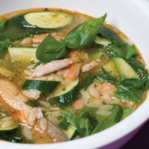 Salmon and spinach soup