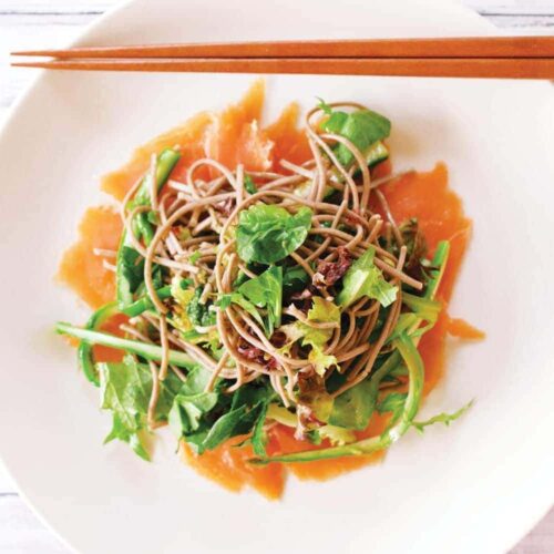 Salmon soba salad
