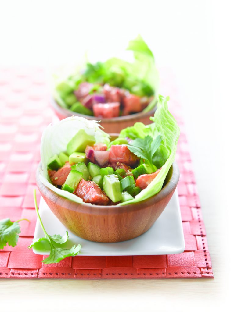 Salmon and avocado iceberg cups Salmon and avocado iceberg cups