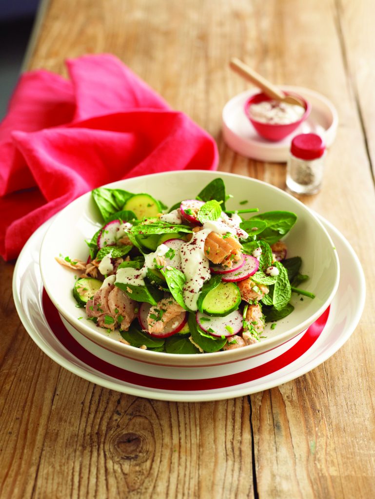 Salmon salad with tahini dressing Salmon salad with tahini dressing