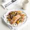 Salmon with beetroot, bulgar and mandarin salad