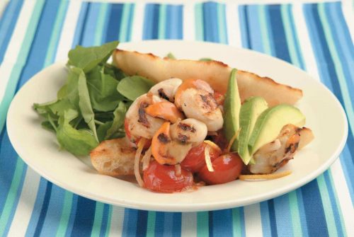 Scallop, avocado and tomato ciabatta