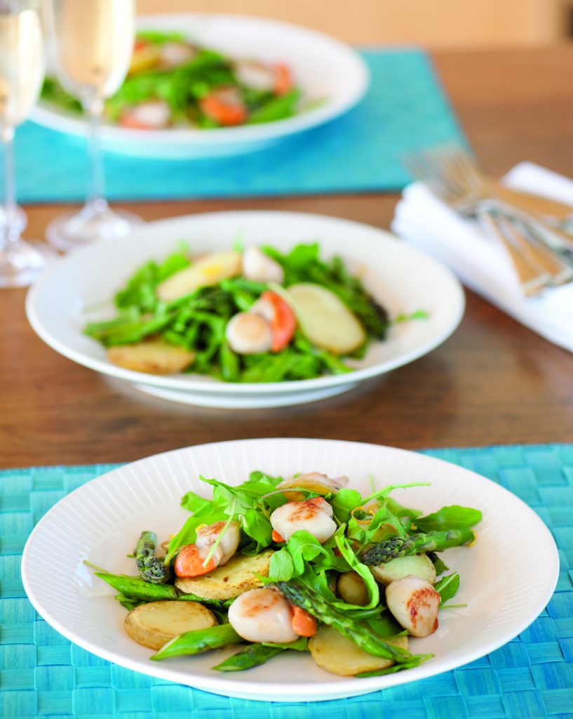 Scallop, asparagus and potato salad Healthy Food Guide