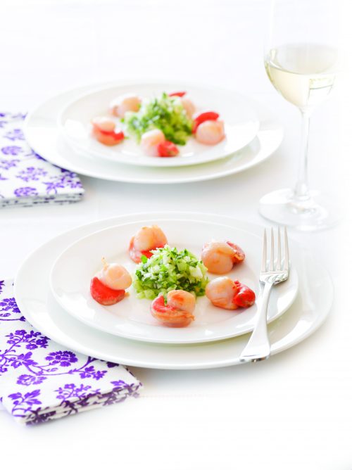 Scallops, apple, fennel and herb salsa