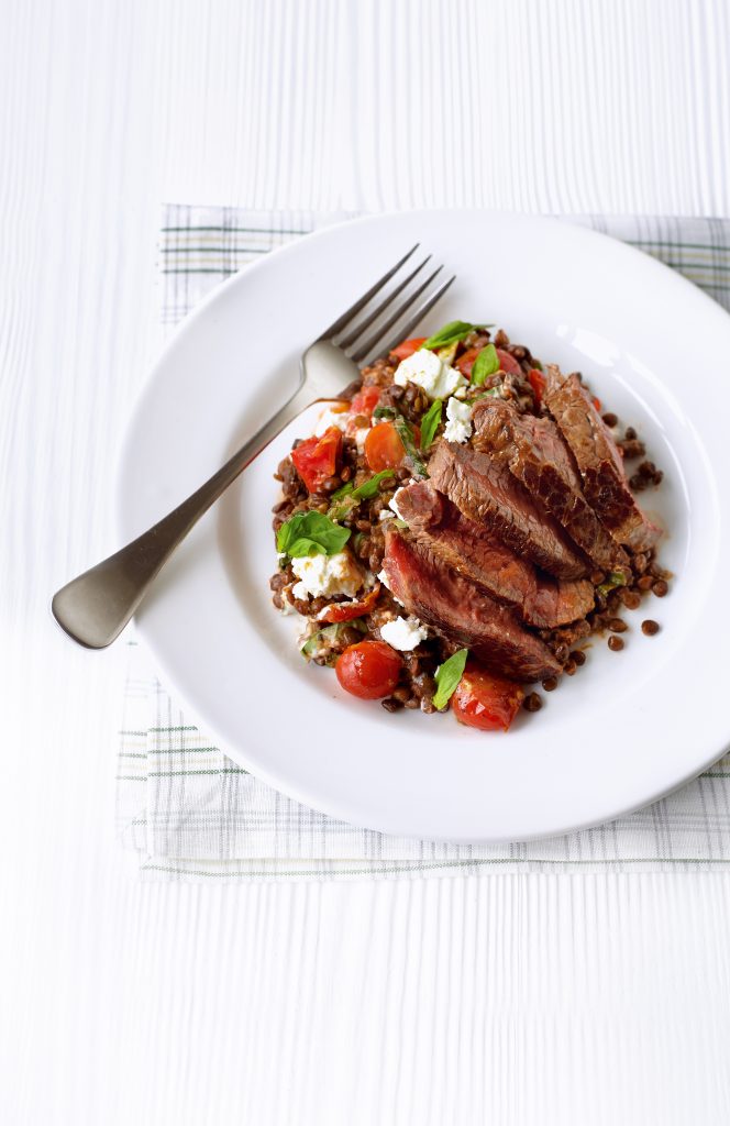 Seared steak with sun-dried tomato lentils Seared steak with sun-dried tomato lentils