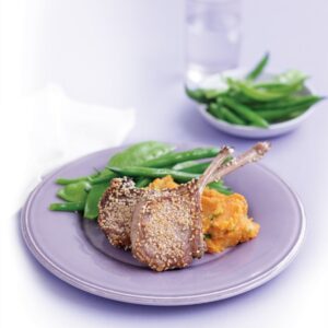 Sesame lamb cutlets with kumara mash