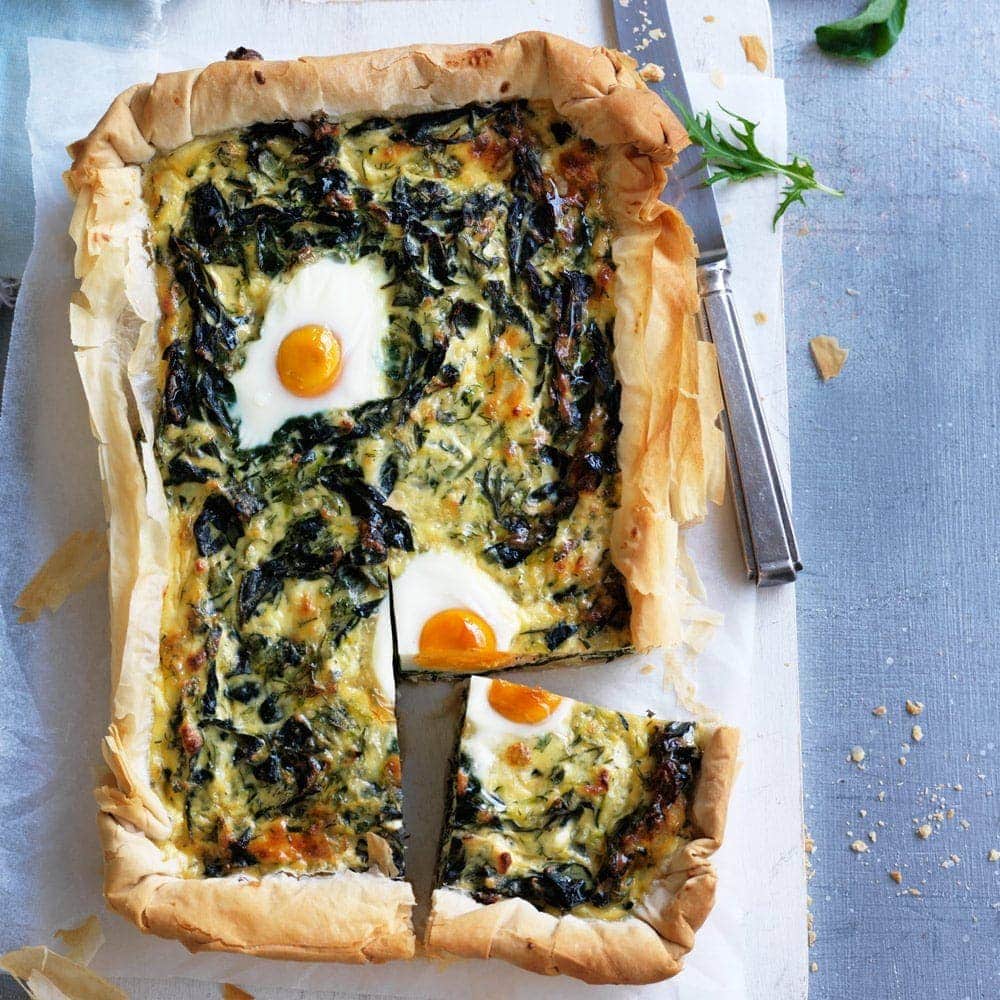 Silver beet, feta and mint tart