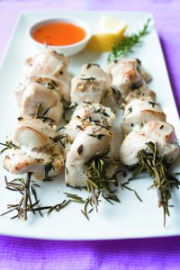 Skewered rosemary chicken