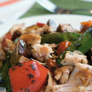 Smoked chicken and roasted vegetable salad