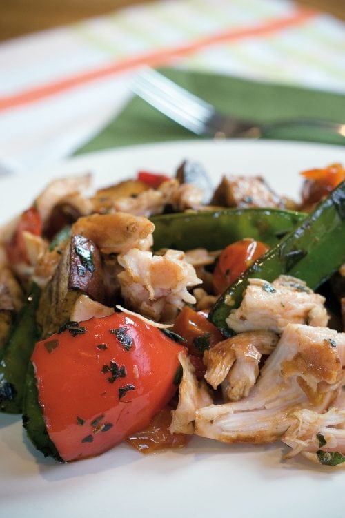 Smoked chicken and roasted vegetable salad