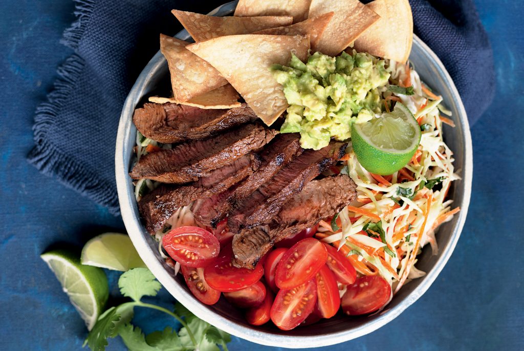 Smoky beef and slaw nachos bowl Smoky beef and slaw nachos bowl