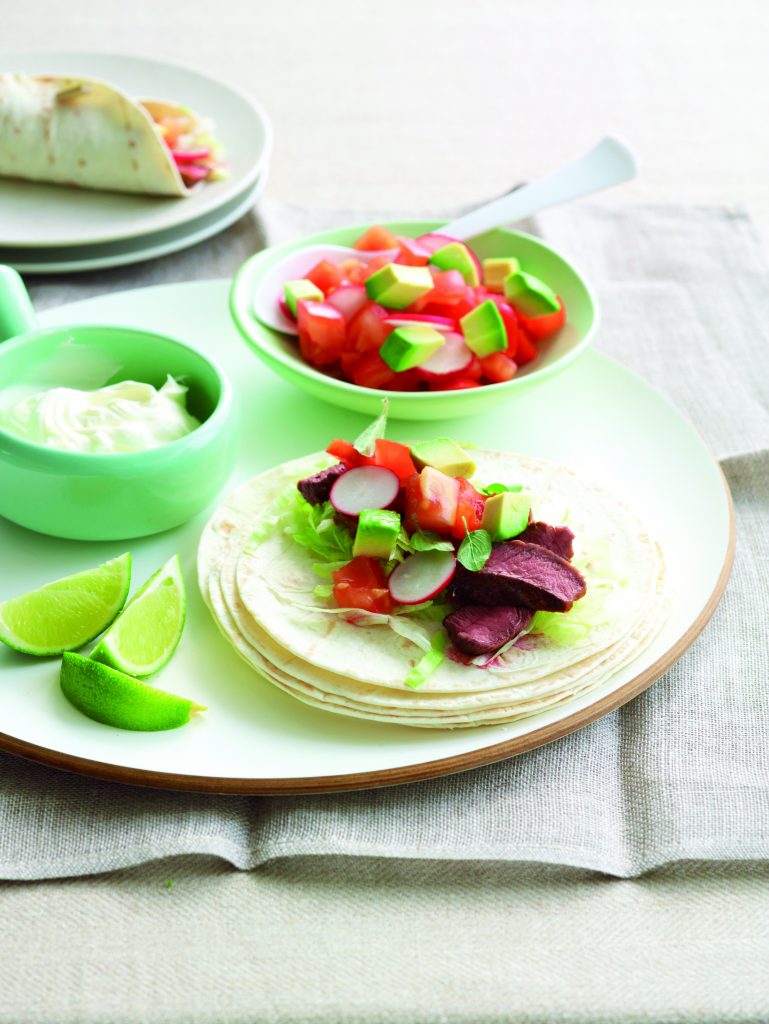 Soft beef tacos with radish and tomato salsa Soft beef tacos with radish and tomato salsa