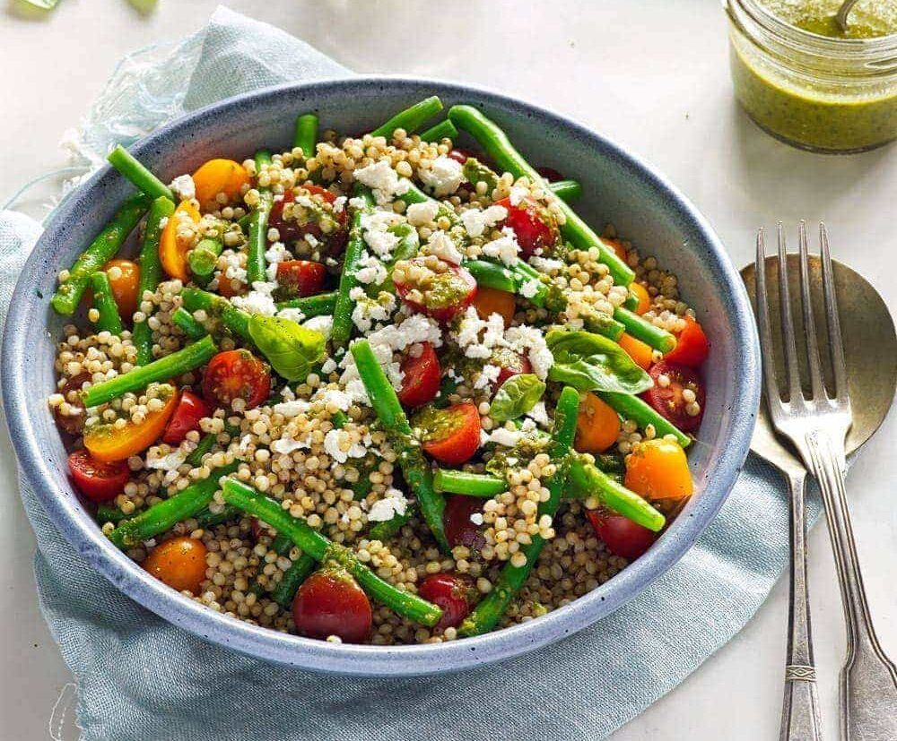 Sorghum, tomato and green bean salad with basil dressing Sorghum, tomato and green bean salad with basil dressing
