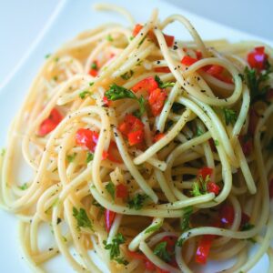 Spaghetti with chilli and garlic