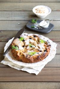 Spiced apple and blackcurrant sponge