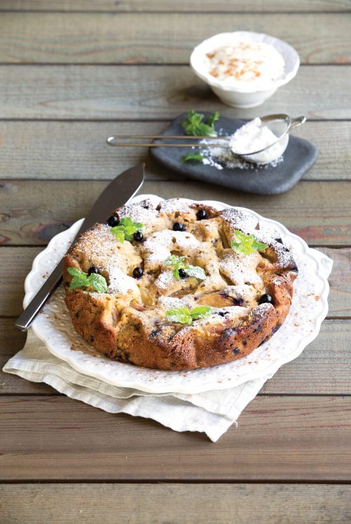 Spiced apple and blackcurrant sponge