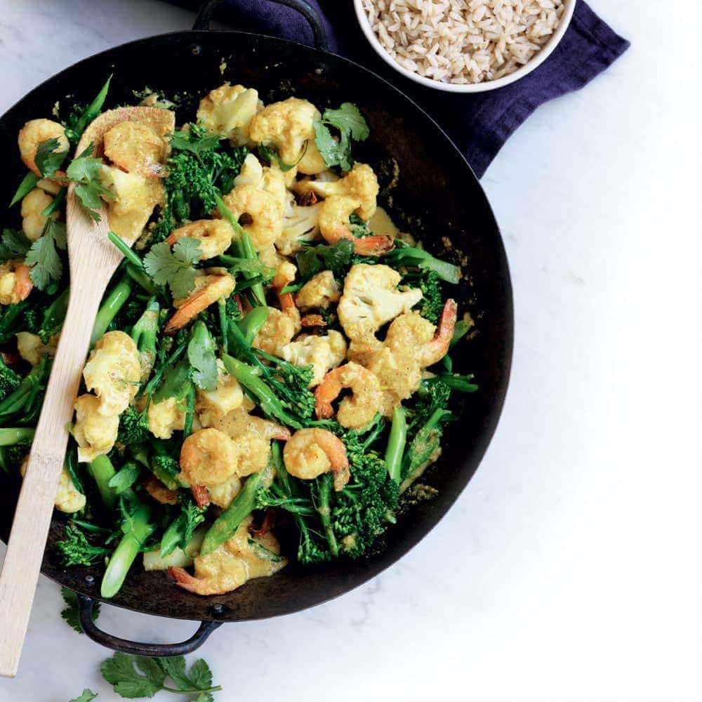 Spicy prawn and coconut stir-fry Spicy prawn and coconut stir-fry