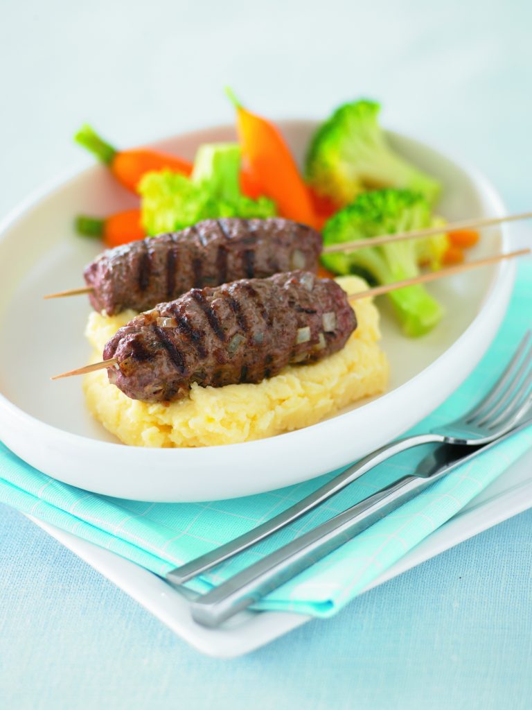 Spicy beef sticks with mashed potato Spicy beef sticks with mashed potato