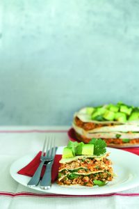 Spicy chicken and spinach cake