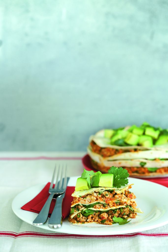 Spicy chicken and spinach cake
