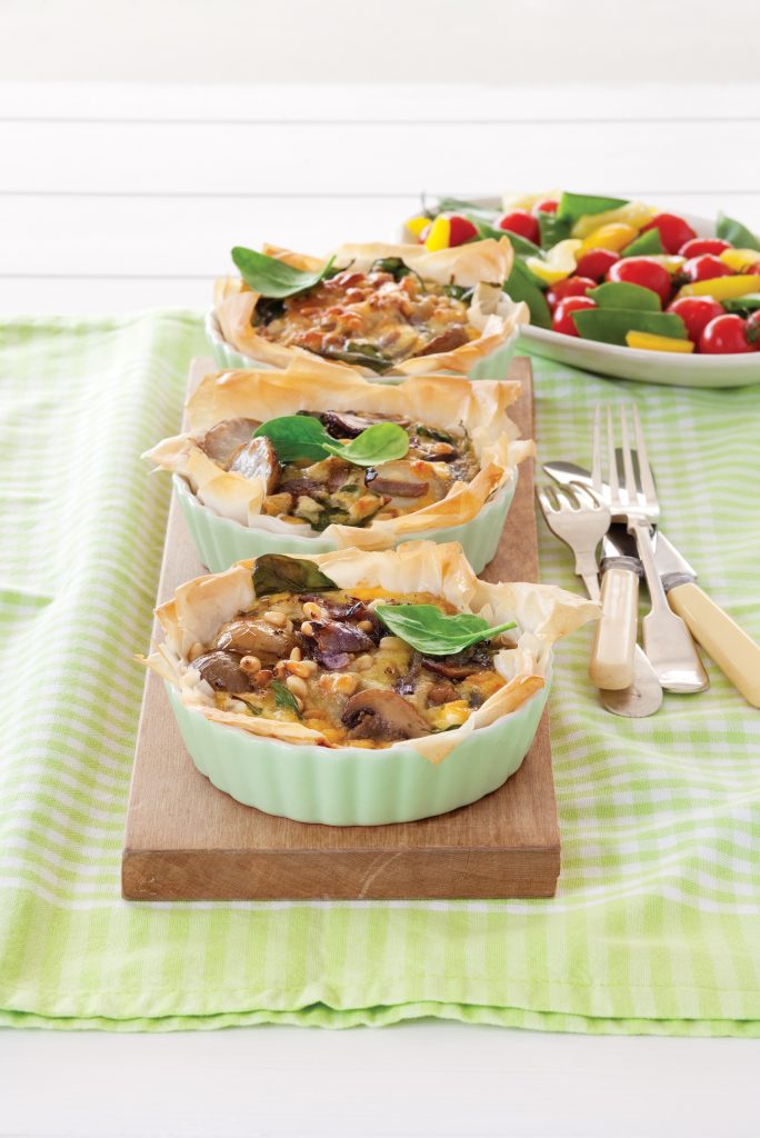 Spinach and mixed vegetable filo tartlets Spinach and mixed vegetable filo tartlets
