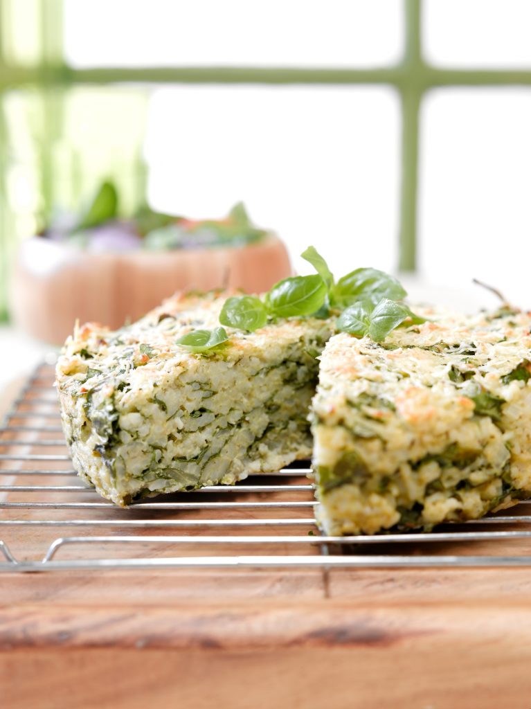 Spinach, pesto and lemon risotto cake Spinach, pesto and lemon risotto cake